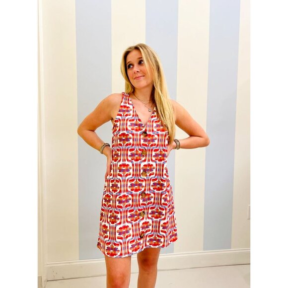 Smith & Quinn The Dorothy Ponte Dress Mini Sleeveless Red Retro Floral Large - Picture 3 of 9